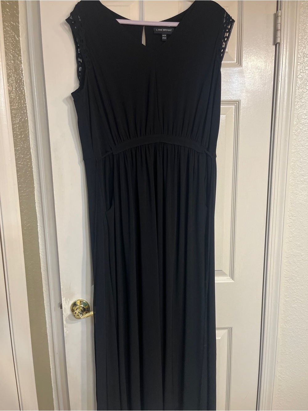 Lane Bryant Black Lace-Shoulder Maxi Dress